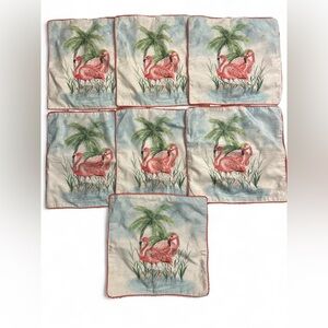 Set of 7 vintage Cynthia Rowley flamingo texture square pillow cushions covers